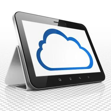 Cloud networking concept: Tablet Computer with Cloud on display Stock Illustration
