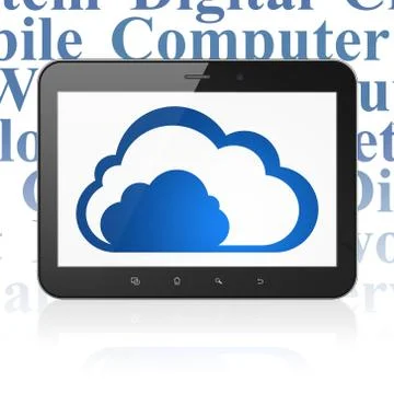 Cloud networking concept: Tablet Computer with Cloud on display イラスト素材