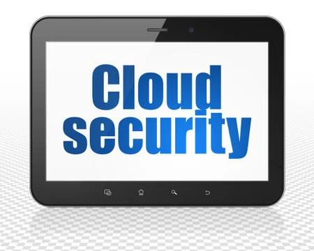 Cloud networking concept: Tablet Pc Computer with Cloud Security on display イラスト素材