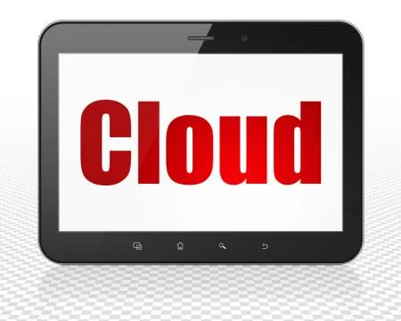 Cloud networking concept: Tablet Pc Computer with Cloud on display イラスト素材