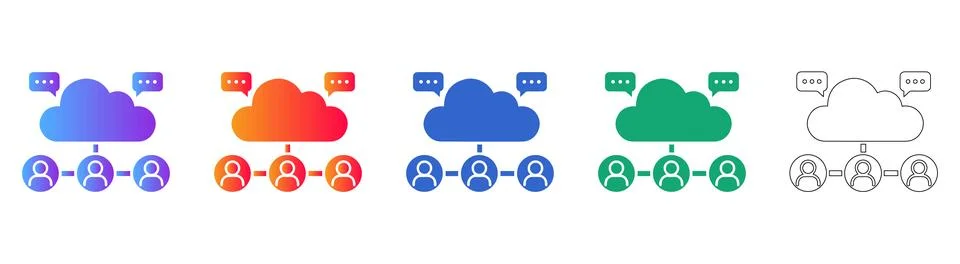 Cloud Networking Connection Icon Set Stock Illustration