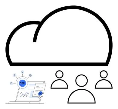 Cloud Networking with Decentralized Finance and Team Collaboration Concept Illustrazione stock