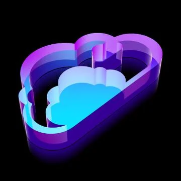 Cloud networking icon: 3d neon glowing Cloud made of glass, vector illustration イラスト素材