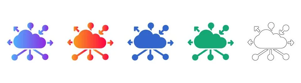 Cloud Networking Icon Set for Data Connectivity Illustrazione stock