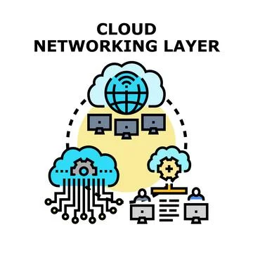 Cloud networking layer connecting global data infrastructure Stock Illustration