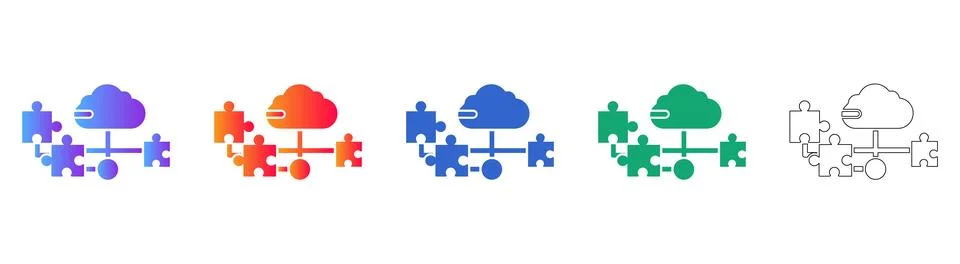 Cloud Networking Puzzle Icons Illustrazione stock