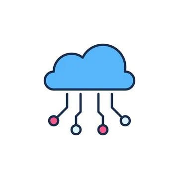 Cloud with Neural Network Data vector concept colored icon Stock Illustration
