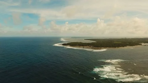 Cloud Nine surf point aerial view. Siargao, Philippines. Cloud 9. Stock Footage