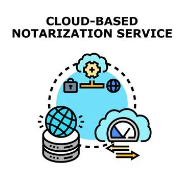 Cloud notarization service digital authentication process icon Stock Illustration