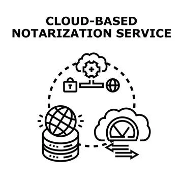 Cloud notarization service digital authentication process icon Stock Illustration