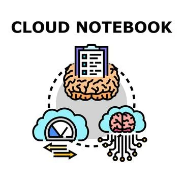 Cloud notebook computing platform sharing ideas concept Stock Illustration