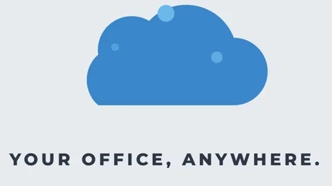 Cloud office typography animation with remote work concept on minimal Stock Footage 336471991