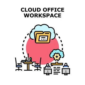 Cloud office workspace digital collaboration concept Stock Illustration