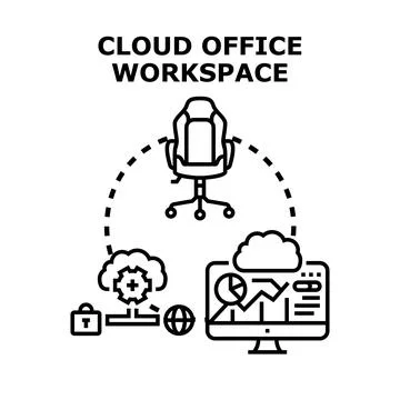 Cloud office workspace remote global digital concept イラスト素材