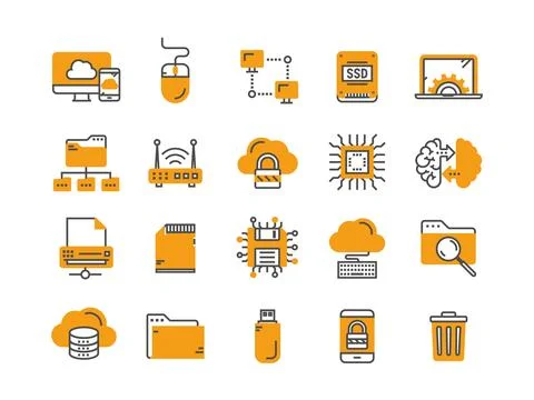 Cloud omputing. Internet technology. Online services. Data, information security Stockillustratie