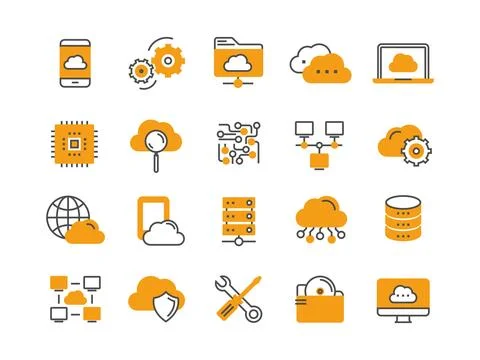 Cloud omputing. Internet technology. Online services. Data, information security Stockillustratie