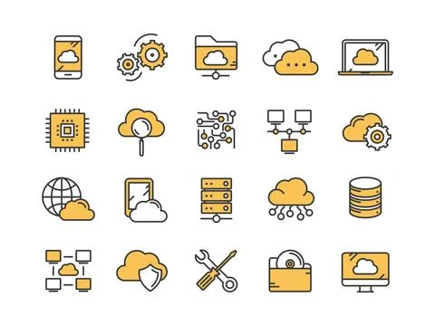 Cloud omputing. Internet technology. Online services. Data, information security Stockillustratie