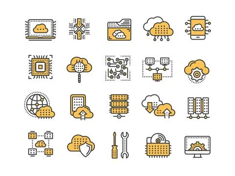 Cloud omputing. Internet technology. Online services. Data, information security Stockillustratie
