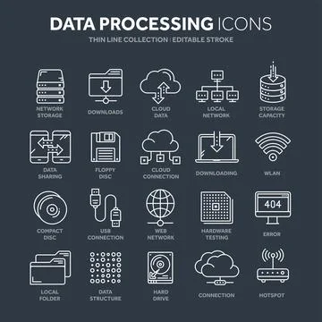 Cloud omputing. Internet technology. Online services. Data processing Illustrazione stock