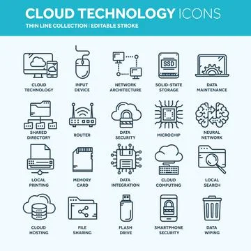 Cloud omputing. Internet technology. Online services. Data, information security Stockillustratie