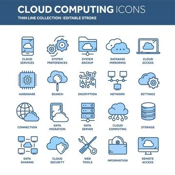 Cloud omputing. Internet technology. Online services. Data, information security Stockillustratie