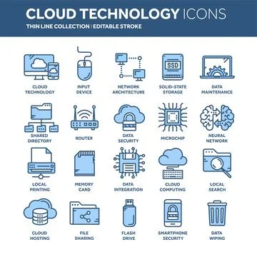Cloud omputing. Internet technology. Online services. Data, information security Stockillustratie