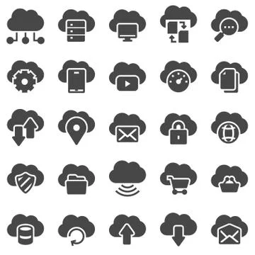 Cloud omputing. Vector illustrations icons set 스톡 일러스트