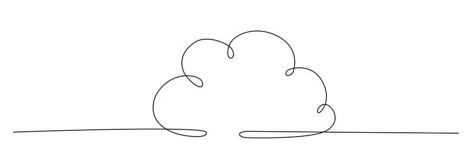 Cloud - one single hand drawing continuous line banner. Vector stock Stock Illustration