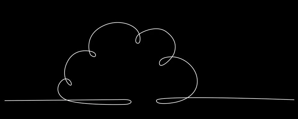 Cloud - one single hand drawing continuous line banner. Vector stock Stock Illustration