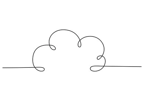 Cloud - one single hand drawing continuous line banner. Vector stock Stock Illustration