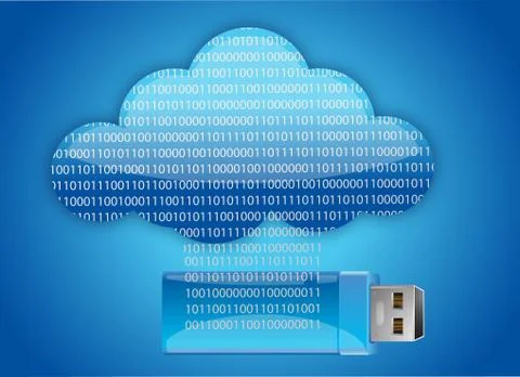 Cloud one usb key that contains data illustration graphic design Stock Illustration