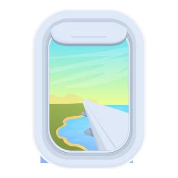 Cloud open window icon cartoon vector. Trip airborne Stock Illustration
