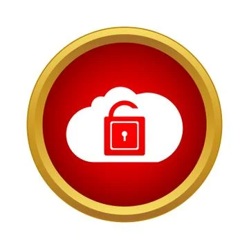 Cloud with opened padlock icon, simple style Stock Illustration