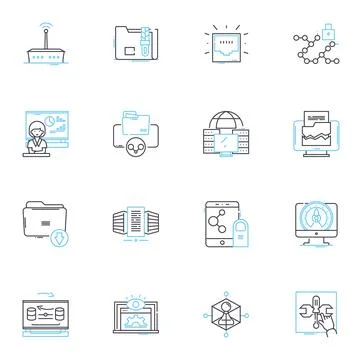 Cloud opportunity linear icons set. Innovation, Scalability, Flexibility Stockillustratie