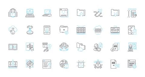 Cloud opportunity linear icons set. Innovation, Scalability, Flexibility Stockillustratie