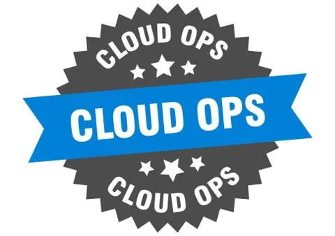 Cloud ops sign. cloud ops circular band label. round cloud ops sticker Stock Illustration