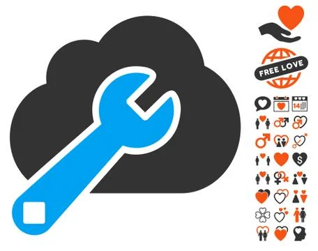 Cloud Options Icon with Love Bonus Stock Illustration
