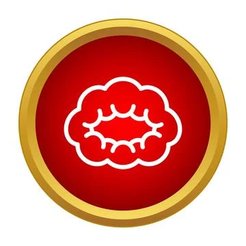 Cloud or brain outline on red icon Stock Illustration