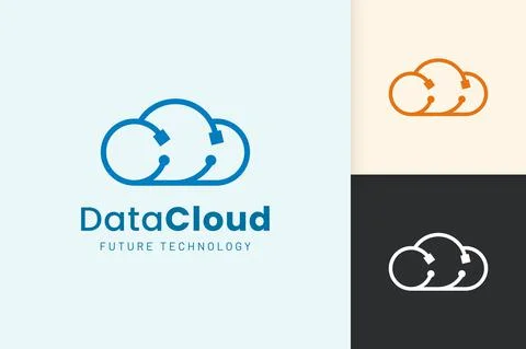 Cloud or Data Logo in modern style with blue color Illustrazione stock