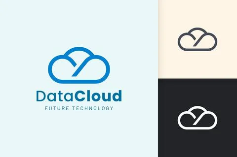 Cloud or Data Logo in modern style with blue color Illustrazione stock