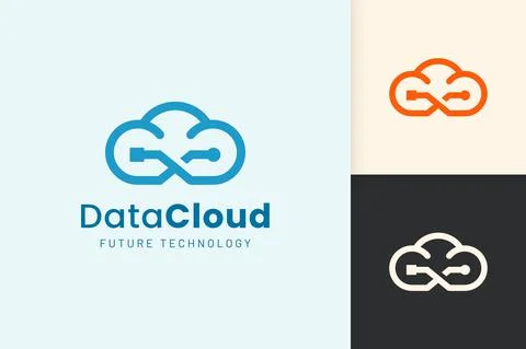 Cloud or Data Logo in modern style with blue color Stock Illustration