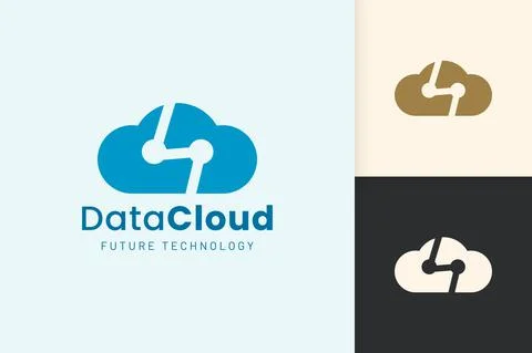 Cloud or Data Logo in modern style with blue color Stock Illustration