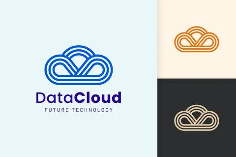 Cloud or Data Logo in modern style with blue color Illustrazione stock