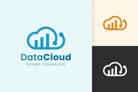 Cloud or Data Logo in modern style with blue color Stock Illustration