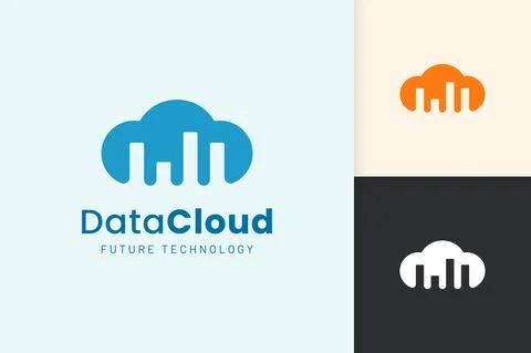 Cloud or Data Logo in modern style with blue color Stock Illustration