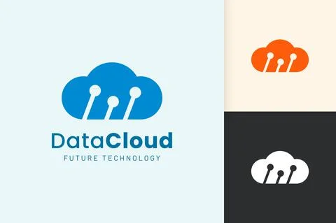 Cloud or Data Logo in modern style with blue color Stock Illustration