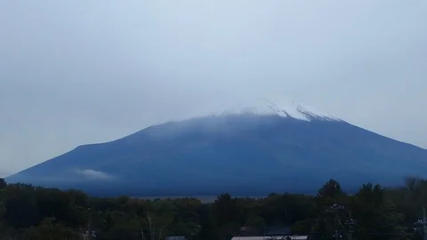 Cloud or fog on the top of fuji mountain Japan in the morning. Stock Footage 121658253