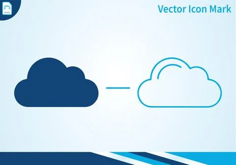 Cloud outline and solid fill icon comparison vector illustration. Ilustración de archivo