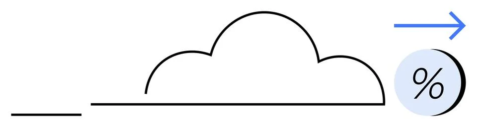Cloud outline with an arrow pointing right, indicating data transfer or cloud Stock Illustration