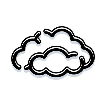 Cloud outline drawing with shadow on white background Stockillustratie